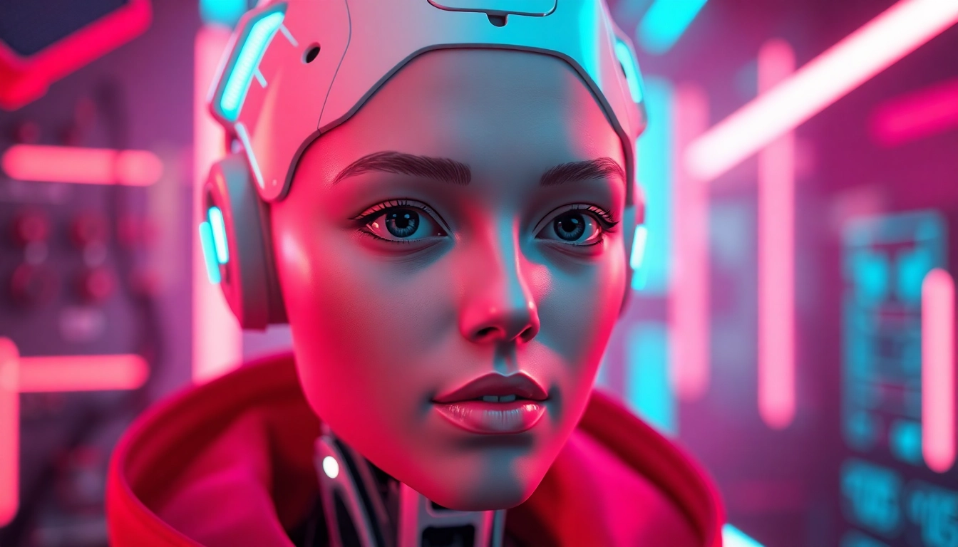 AI Porn Generator: Shows neon-lit portrait with cyberpunk mood and expressive eyes
