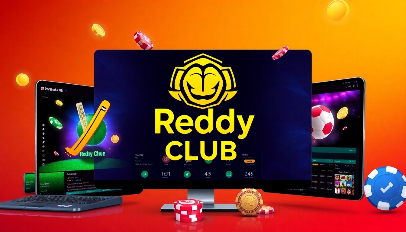 Reddy Book Club logo displayed on a sleek online betting dashboard with sports icons, symbolizing trusted betting community and platform interface.