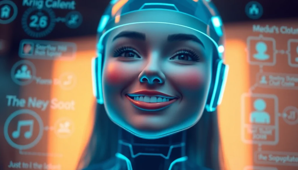 AI girlfriend engaging in a warm conversation on a sleek digital device, emphasizing realism and interactivity for accessibility