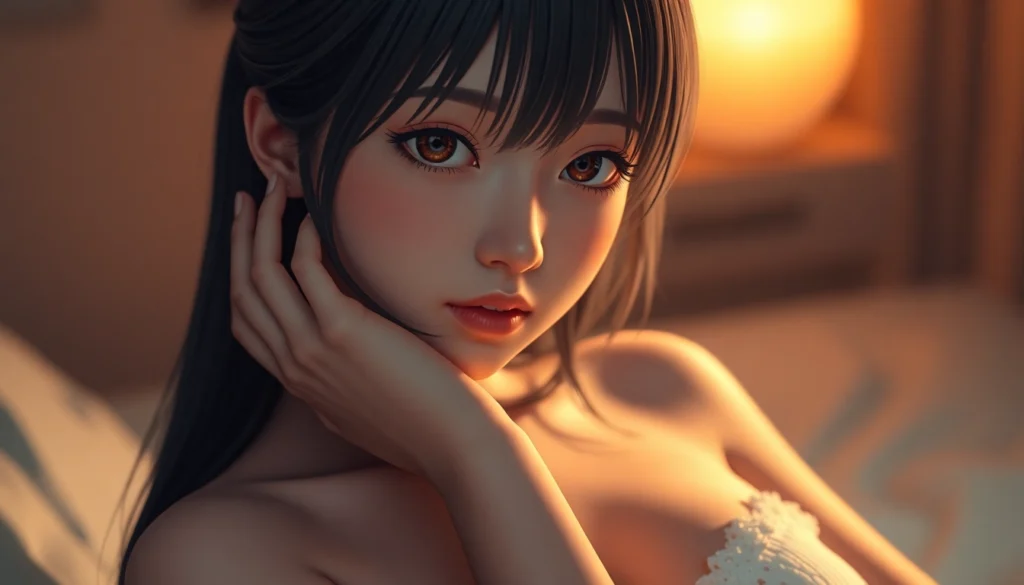 High-quality NSFW AI generated scene showcasing a realistic anime woman with detailed features and sensual pose, optimized for authenticity.