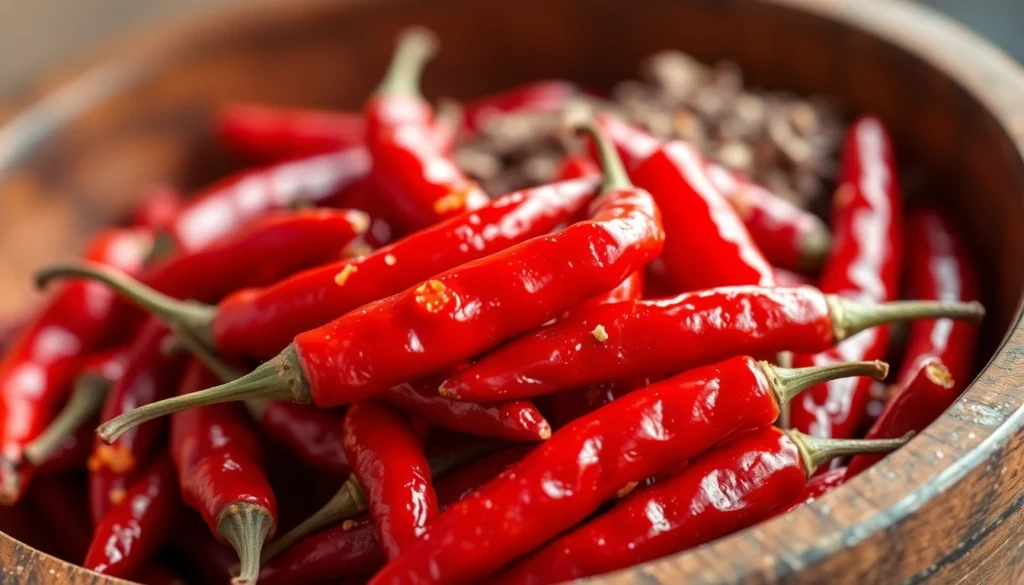 High-quality Chilli Whole spices shown in a rustic bowl, emphasizing freshness and vibrant